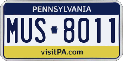 PA license plate MUS8011