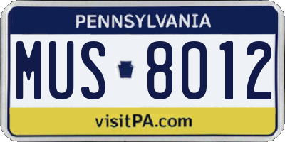 PA license plate MUS8012