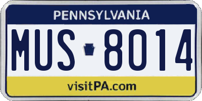 PA license plate MUS8014