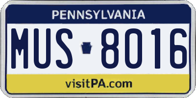 PA license plate MUS8016