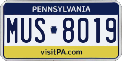 PA license plate MUS8019