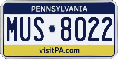 PA license plate MUS8022
