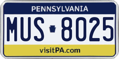 PA license plate MUS8025