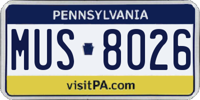 PA license plate MUS8026