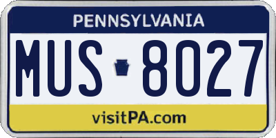 PA license plate MUS8027
