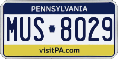 PA license plate MUS8029