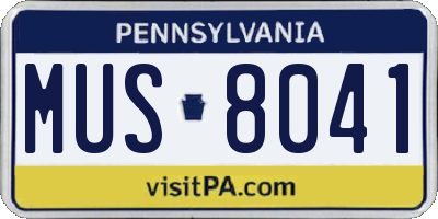 PA license plate MUS8041