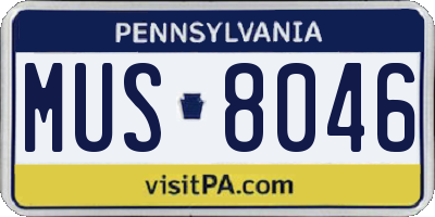PA license plate MUS8046