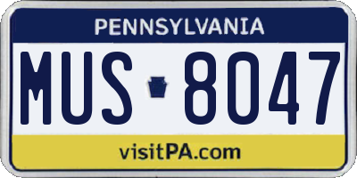 PA license plate MUS8047