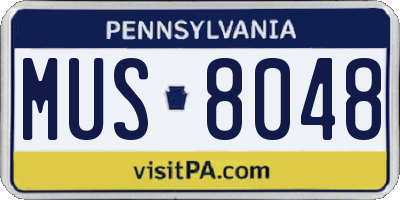 PA license plate MUS8048