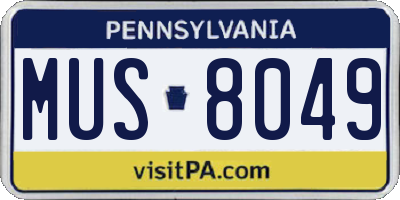 PA license plate MUS8049