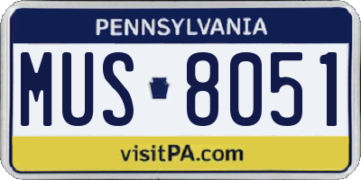 PA license plate MUS8051