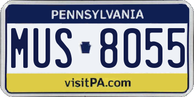PA license plate MUS8055