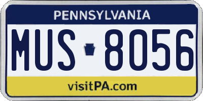 PA license plate MUS8056