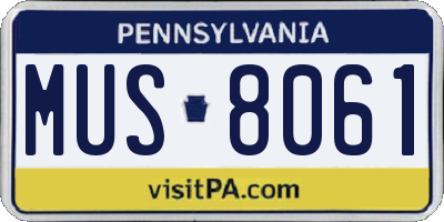 PA license plate MUS8061