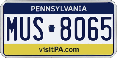 PA license plate MUS8065
