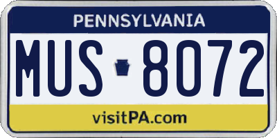 PA license plate MUS8072