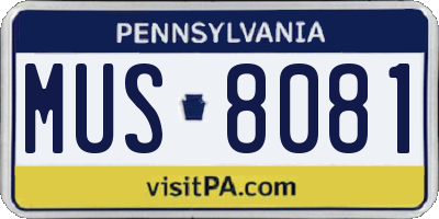 PA license plate MUS8081