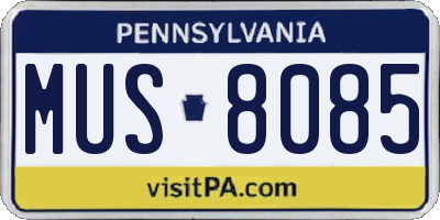 PA license plate MUS8085