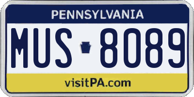 PA license plate MUS8089