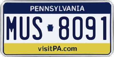 PA license plate MUS8091