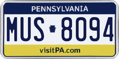 PA license plate MUS8094