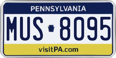 PA license plate MUS8095