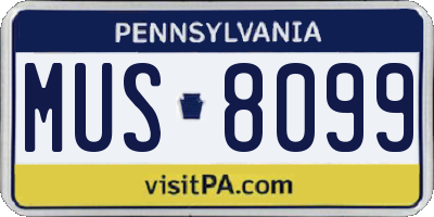 PA license plate MUS8099