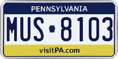 PA license plate MUS8103