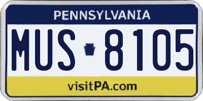 PA license plate MUS8105