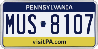 PA license plate MUS8107