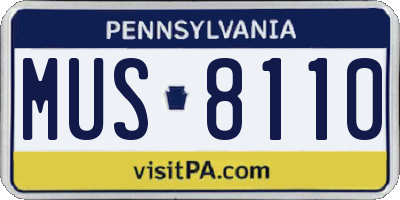 PA license plate MUS8110