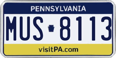 PA license plate MUS8113