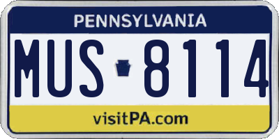 PA license plate MUS8114