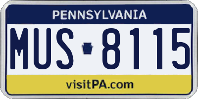 PA license plate MUS8115