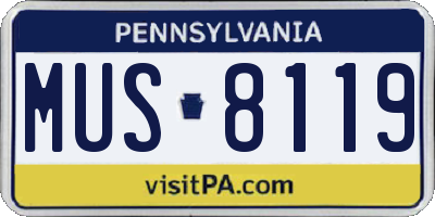 PA license plate MUS8119