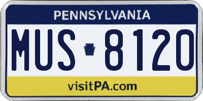 PA license plate MUS8120