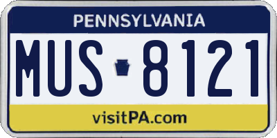 PA license plate MUS8121