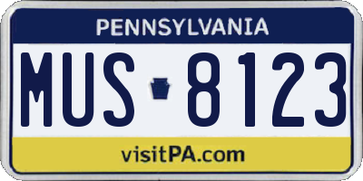 PA license plate MUS8123