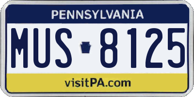PA license plate MUS8125