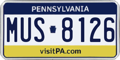 PA license plate MUS8126