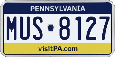 PA license plate MUS8127