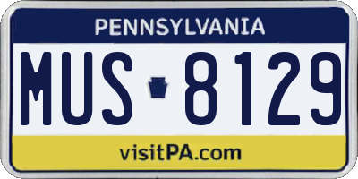 PA license plate MUS8129