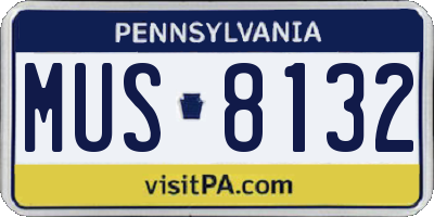 PA license plate MUS8132