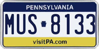PA license plate MUS8133