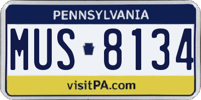 PA license plate MUS8134