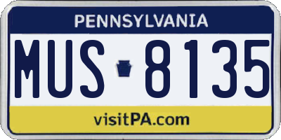 PA license plate MUS8135