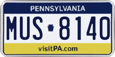 PA license plate MUS8140