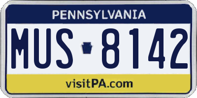 PA license plate MUS8142