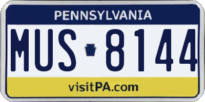 PA license plate MUS8144